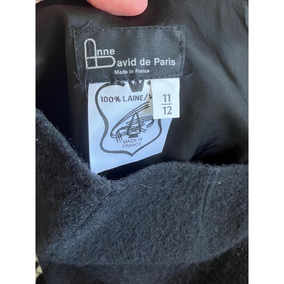 100% Wool Skirt Black Tulip Hem Made in France Size 11/12 - Picture 6 of 6